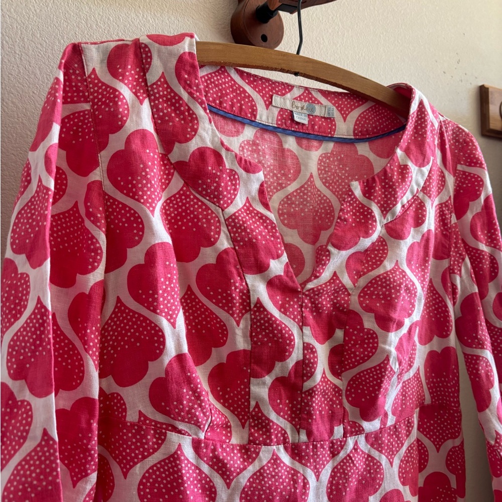 Boden Pink and White Heart Pattern Dress, Size 6 - Picture 3 of 5